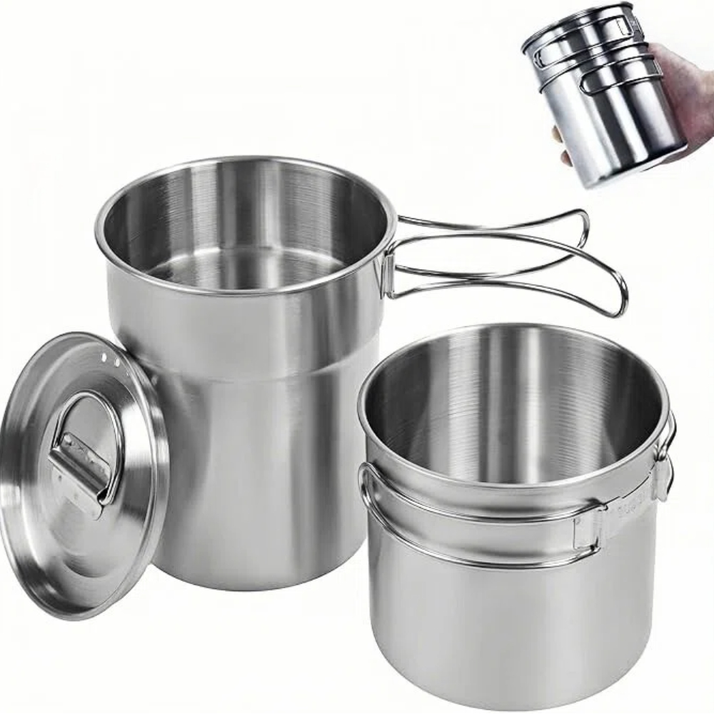Camping Cooking Pot Set - Tazas plegables para acampar, ollas para