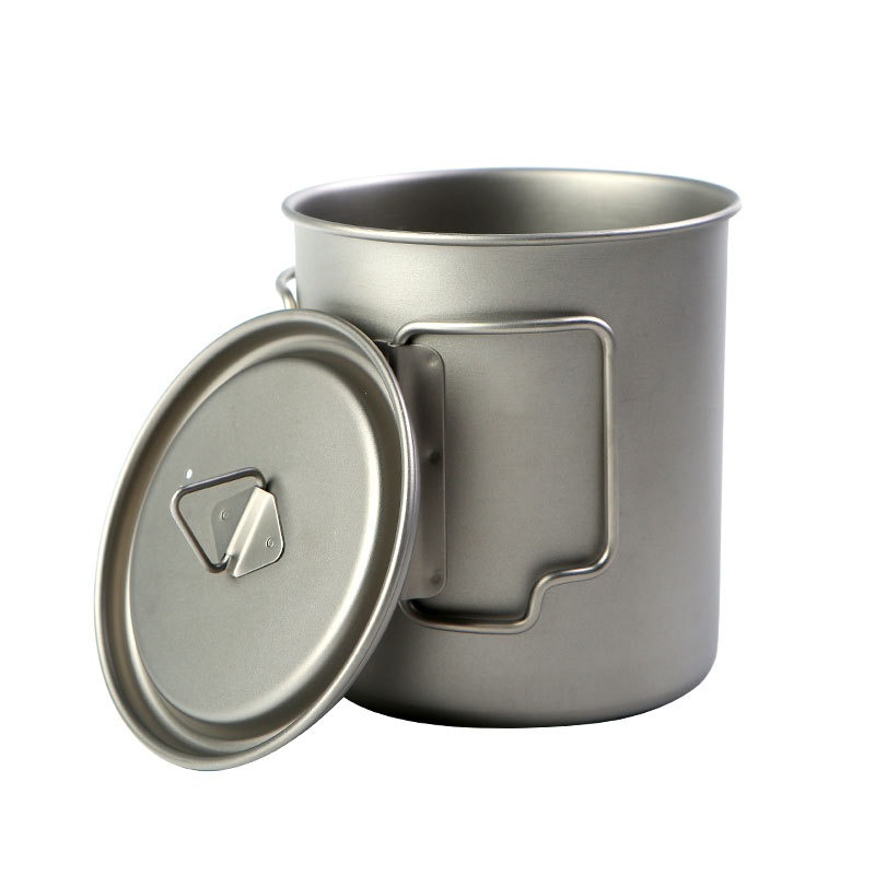 Camping Cooking Accessories - Tazas de titanio para acampar, 450ml,