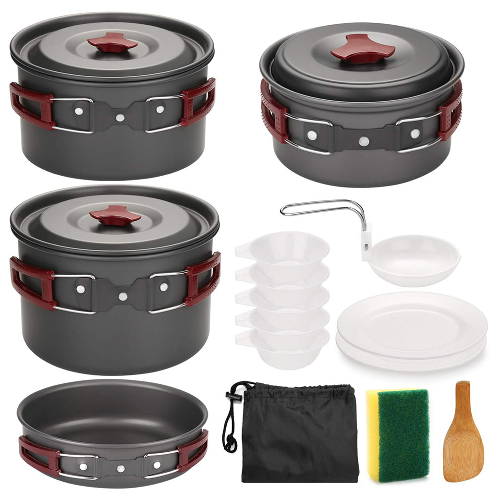 Camping Cooking Pot Set - Kit de utensilios de cocina para