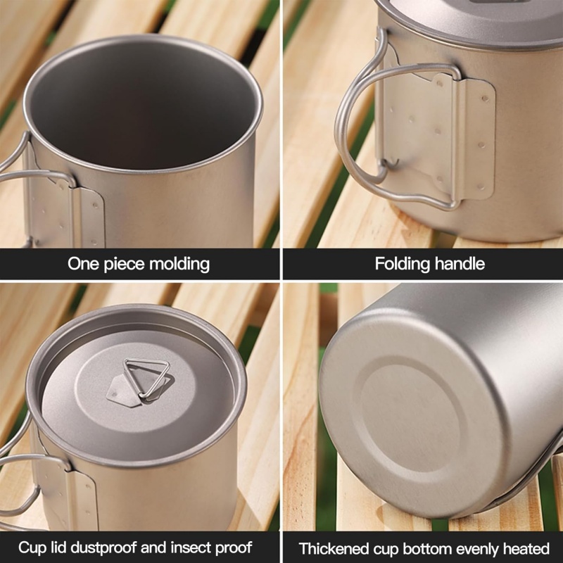 Taza de camping de titanio con - Camping Cooking Pot Set reseña y precio