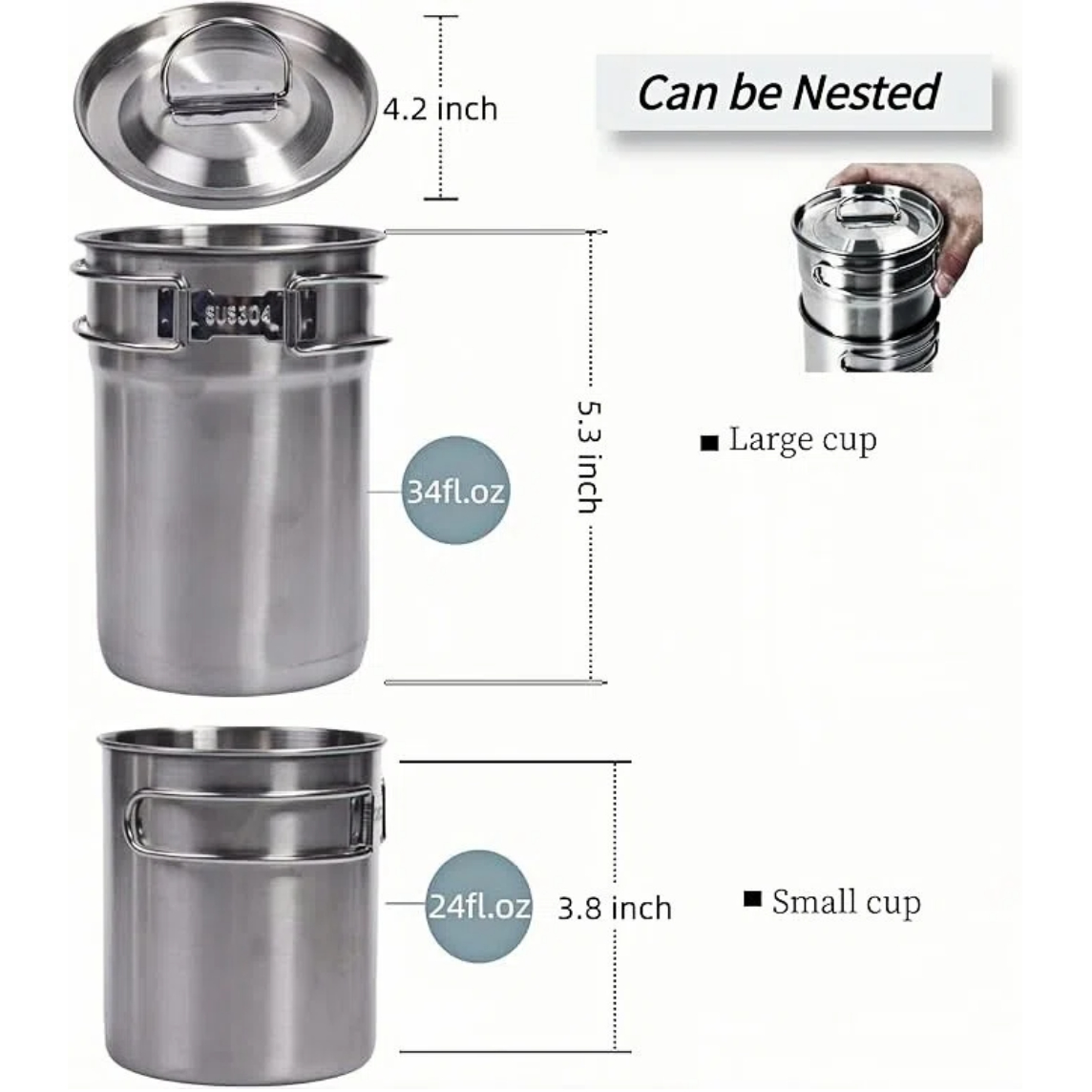 Tazas plegables para acampar,  - Camping Cooking Pot Set reseña y precio