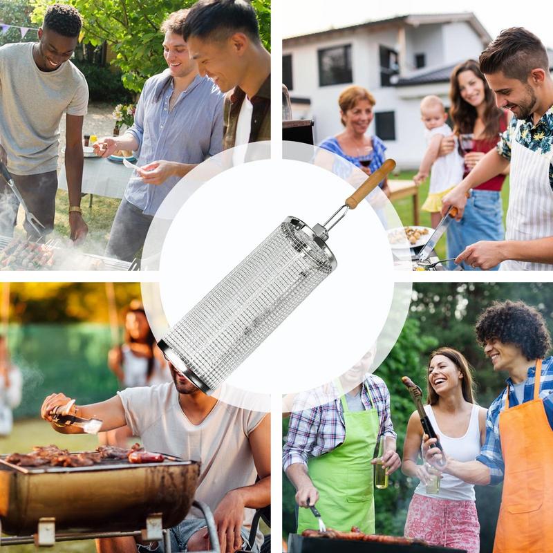 Jaula giratoria de acero inoxi - Camping Cooking Cylinder reseña y precio