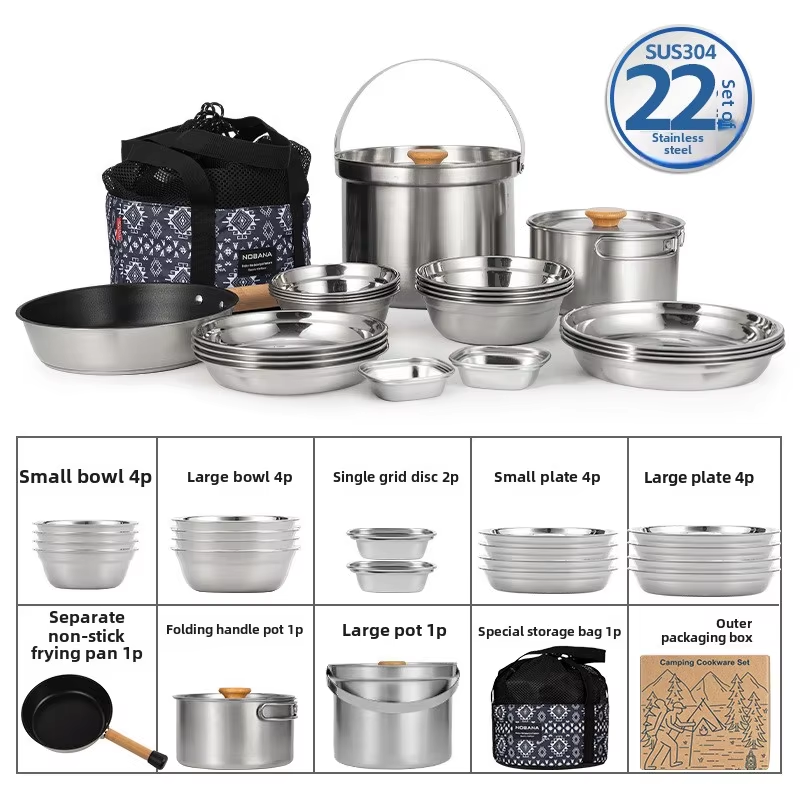 NOBANA, el más nuevo juego de  - Camping Cooking Pot Set reseña y precio